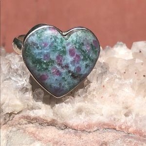 BOUTIQUE RUBY IN KYANITE 925 SILVER RING, SIZE 8.5